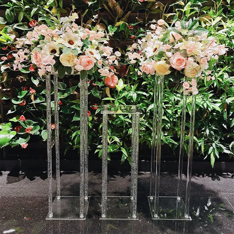 Y-Q030 पूरे शादी की सजावट एक्रिलिक फूल स्टैंड क्रिस्टल शादी के फूल खड़ा शादी एक्रिलिक Centerpiece फूल स्टैंड