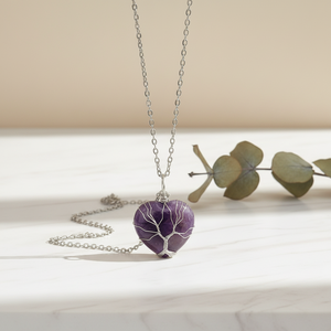 Vente en gros de pendentifs en cristal naturel en forme de lune et de cœur, pierre de cristal de guérison, arbre de vie enroulé pour collier de bricolage, cadeau de bijoux - Product Image 3
