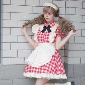 British Style Plaid Maid Costume Cosplay Outfit Plus Size Anime Lolita Uniform Dress Summer 2023 - Product Image 4