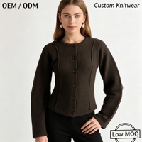 Cardigan en tricot pour femme, style coréen, col rond, mélange de fibres, doux et chaud, manches longues, automne