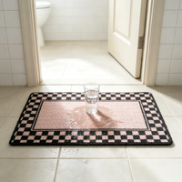 Tapis de porte personnalisé à bordure à carreaux, antidérapant, avec support en PVC, style oriental, tapis fin pour sol, entrée, couloir, décoration intérieure