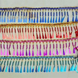 Pita Renda Dekoratif Natal Merah Biru Hijau untuk Kostum DIY, Gaun, Pelapis, Pita Berhias Manik-manik, Glitter, Payet, Rumbai - Product Image 6