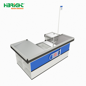 Mostrador de Caja Registradora para Tienda de Abarrotes, de Metal/Madera, con Espacio de Almacenamiento, Estación de Punto de Venta Moderna para Comercio Minorista - Product Image 4