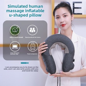 Oreiller de <span class=keywords><strong>massage</strong></span> cervical électrique gonflable et pliable en forme de U pour soulager les douleurs au cou et aux épaules, idéal pour la maison et les voyages - Product Image 1