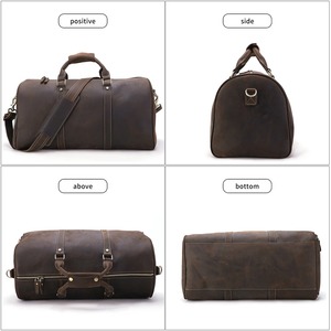 กระเป๋าทรงดัฟเฟิลกันน้ำสำหรับผู้ชายและผู้หญิงสีน้ำตาลเข้มหนังแท้พร้อม30-40L เก็บรองเท้าสำหรับผู้ชายและผู้หญิง - Product Image 4