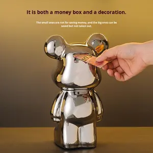 تمثال دب عنيف سيراميك راقي فاخر ، تصميم حيوان يدوي الصنع ، تصميم حيوانات من المشاهير على الإنترنت ، ماركة XH من المينا - Product Image 4