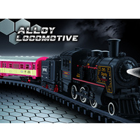 Kereta Api Uap Klasik Metal Smoking Rail King, Rel Kereta Api Listrik Rakitan dengan Lampu & Suara