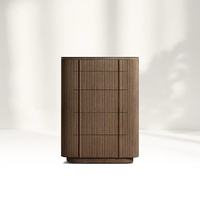 Commode haute à 5 tiroirs sans poignées, en bois massif organique moderne, pour chambre à coucher, salon, hôtel, villa, appartement