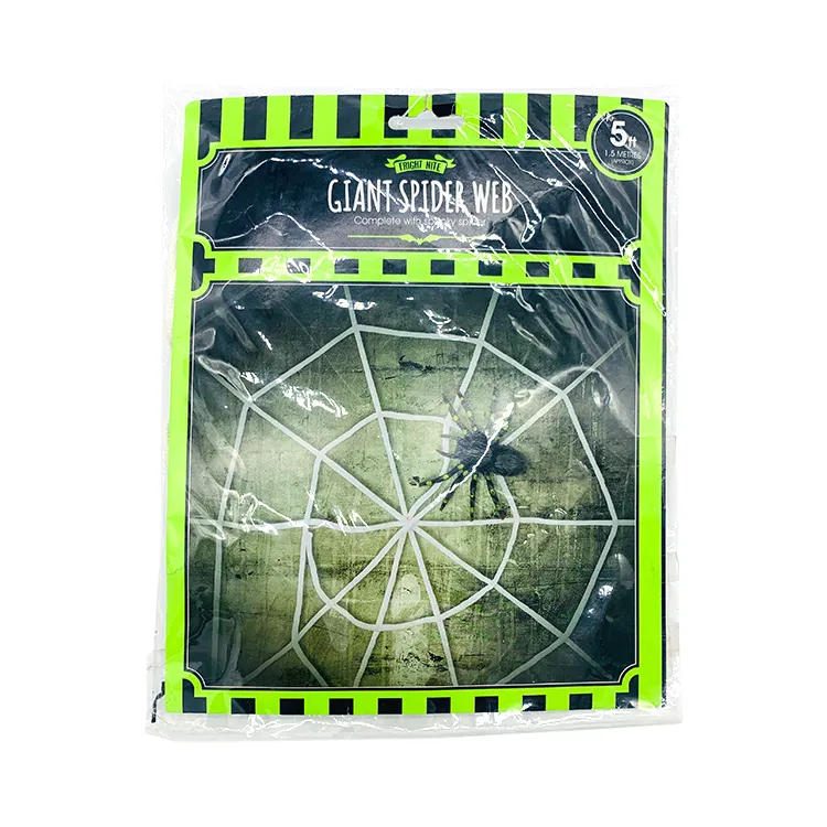 White Halloween Spider Web With Spiders For Home Decoration