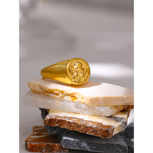 JINYOU 860แฟชั่น18พันชุบทองแหวนโลหะผู้หญิงกันน้ำสแตนเลสหัวใจแองเจิลแหวนเครื่องประดับ - Product Image 5