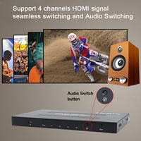Divisor HDMI 4x1 4K Multi-Viewer con Pantalla Cuádruple, Conmutador de Audio con Control Remoto IR