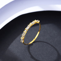 Mode simple argent zircon anneaux dorés en argent sterling 925 haute joaillerie bague géométrique pour femme