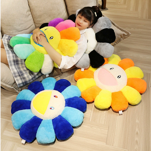 Oreiller en <span class=keywords><strong>peluche</strong></span> en forme de tournesol souriant coloré de style Takashi Murakami pour le bureau, le canapé, améliorant la décoration du bureau - Product Image 2