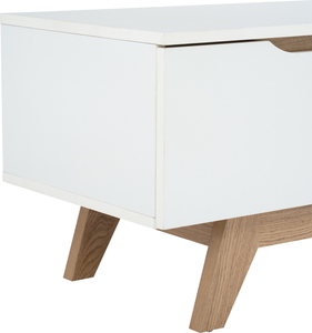 ตู้วางทีวี MANDO สีขาวและสีโอ๊ค สไตล์สแกนดิเนเวียน ขนาด 1.8 ม. ผลิตในมาเลเซีย ตู้วางอุปกรณ์สื่อสารแบบทูโทน สำหรับจัดระเบียบห้องนั่งเล่นสไตล์โมเดิร์น - Product Image 5