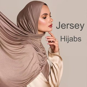Hijab foulard en coton mercerisé uni à la mode du Moyen-Orient, foulard long polyvalent, voile en jersey - Product Image 2
