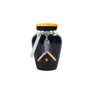 DnU Craft Cremation <b>Urn</b> Black American Style With Flag And Wings Design For Adult - Product Image 1
