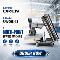 Machine à coudre industrielle OREN à lit plat, à grande hauteur, 12 aiguilles, informatisée, à moteur RNV008-12