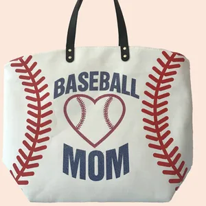 Atacado Bordado Baseball Bag Grande Capacidade Moda Tote Lazer Compras Canvas Travel Bag