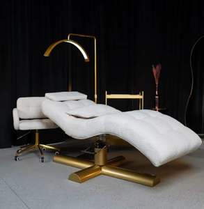 Muebles Modernos para Salón de Belleza, Cama de Spa Facial de Cuero Rosa, Base de Acero Inoxidable, Cama para Pestañas, Cama de Belleza Curva - Product Image 2