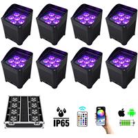 Projecteur PAR LED 6x18W RGBWA+UV 6-en-1 étanche IP65 à contrôle DMX512 avec batterie 8800Ah, idéal pour mariages et événements religieux - Vente Flash