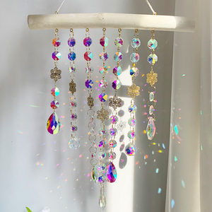 Campana de Viento de Cristal Hecha a Mano, <span class=keywords><strong>Atrapasueños</strong></span> Arcoíris para Decoración Navideña Interior/Exterior, Decoración Boho de Ensueño - Product Image 3