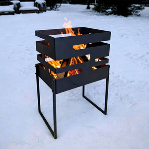Brasero Moderno de Acero para Exteriores, Calefacción a Leña, Independiente, con Recubrimiento en Polvo Negro, Tipo de Combustible: Leña - Product Image 1