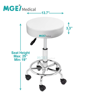 MEDIGE Tabureli Doktor Diş Laboratuvarı Hemşiresi Ayarlanabilir Diş Hekimi Tıbbi Tekerlekli Paslanmaz Çelik Dayanıklı Taşınabilir Mobil Hastane Koltuğu - Product Image 5