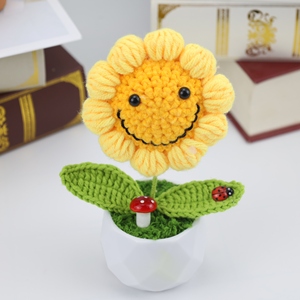 2025 tournesols Girasol Crochet Pots de fleurs fleurs artificielles tissées à la main pour la fête <span class=keywords><strong>des</strong></span> mères mariage invité cadeaux bureau déco - Product Image 3