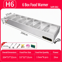Bain-marie rectangulaire moderne en acier inoxydable à économie d'énergie, chauffe-plats électrique avec couvercle chauffant, capacité 9L, automatique