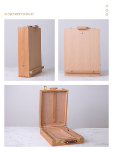 Boîte de rangement en bois de hêtre GF pour peinture à l'huile, <span class=keywords><strong>chevalet</strong></span> de <span class=keywords><strong>dessin</strong></span> d'angle arrondi pour bureau, étui de rangement pour croquis, <span class=keywords><strong>chevalet</strong></span> d'art extérieur pour peintres et étudiants - Product Image 6