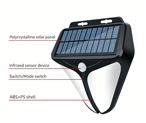 Lampe d'alarme solaire à détecteur de mouvement étanche IP65, sirène puissante 129 dB et lumière stroboscopique, lampe murale de sécurité extérieure pour jardin - Product Image 3