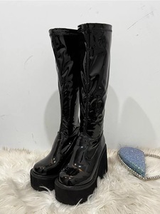 Bottes pour femme tendance mi-mollet à semelle épaisse, talon aiguille sexy, plateforme très haute - Product Image 5