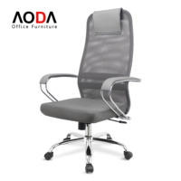 Chaise de bureau exécutive moderne en maille à dossier haut, ergonomique, réglable en hauteur et pivotante, vente en gros