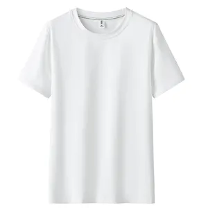 Özel İşlemeli logo yüksek kaliteli nakış unisex 210gsm % 95% pamuk % 5% spandex beyaz boş boy ekip boyun erkek gömlek