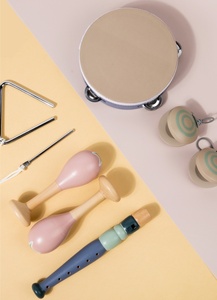 Juego de Instrumentos Musicales de Madera al por Mayor, Instrumento de Percusión de Madera con Pandereta Triangular, Maracas, Castañuelas, Flauta, Juego de 5 Piezas - Product Image 6