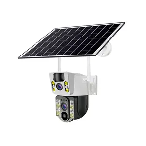 6MP 실외 무선 CCTV PTZ WIFI 카메라 10W 태양 전지판 4G Sim 카드 듀얼 렌즈 보안 시스템 CMOS 센서 NVR 데이터 저장