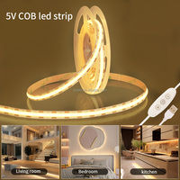 Tira COB regulable USB de alta densidad 480 LED/M 5M Flexible 4mm cinta LED iluminación de paisaje inteligente blanco cálido/frío DC 5V RA90 App