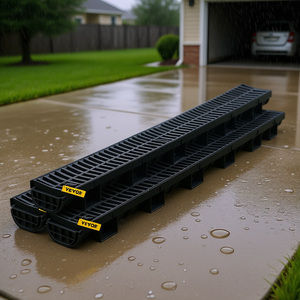 Grille de drainage de sol de garage Vevor, lot de 3, en plastique noir, pour allée et jardin - Product Image 2