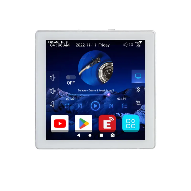 4-Inch Android 10.0 Mini Smart Wifi Bluetooths Wandversterker Hifi Touchscreen Ondersteunt 150 Talen Home Audiosysteem