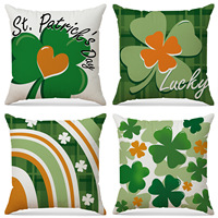 Housse de coussin YINUAN pour la Saint-Patrick, motif trèfle vert et arc-en-ciel, avec fermeture éclair, décorative