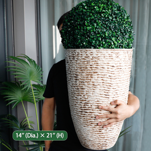 Lot de 2 grandes jardinières rondes en <span class=keywords><strong>plastique</strong></span> Finition en pierre Pots de fleurs Intérieur Décoratif Jardin Pot de fleurs en <span class=keywords><strong>plastique</strong></span> - Product Image 4