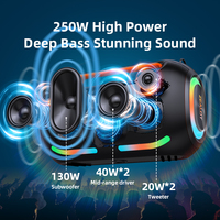 Enceinte Karaoké Zealot ZE41 (2MIC) 250W Haute Puissance LED RGB Étanche IPX-6 Audio Trois Voies USB/Aux Batterie Rechargeable pour Fêtes