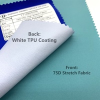 Tissu en velours côtelé 100% polyester avec revêtement en TPU hautement extensible et Lucency imperméable pour rideau et sac de vêtement/veste pour filles