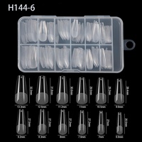 ZHI JIA 120 Uñas Postizas de Gel Suave Transparente con Cobertura Completa, en Forma de Almendra, Ataúd, Cuadradas y Multiformas, Puntas de Uñas de ABS en Caja