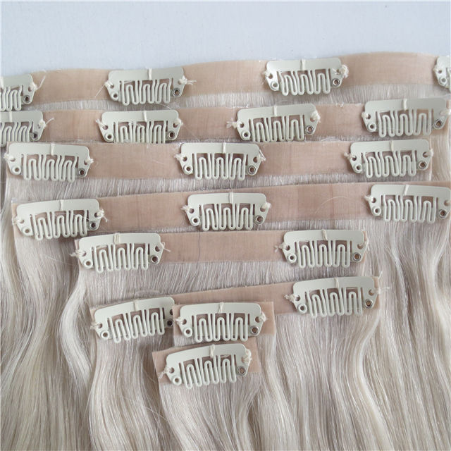 Extensiones de cabello humano Remy 100% ruso, Clip Invisible sin costuras, extensión de cabello humano virgen