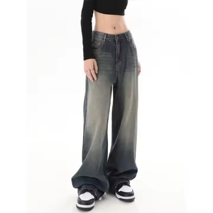 Nueva Tendencia: Jeans Personalizados de Cintura Baja, Pierna Ancha, Estilo Vintage, Holgados, Retro, Rectos, Lavados, para Chicas - Product Image 4