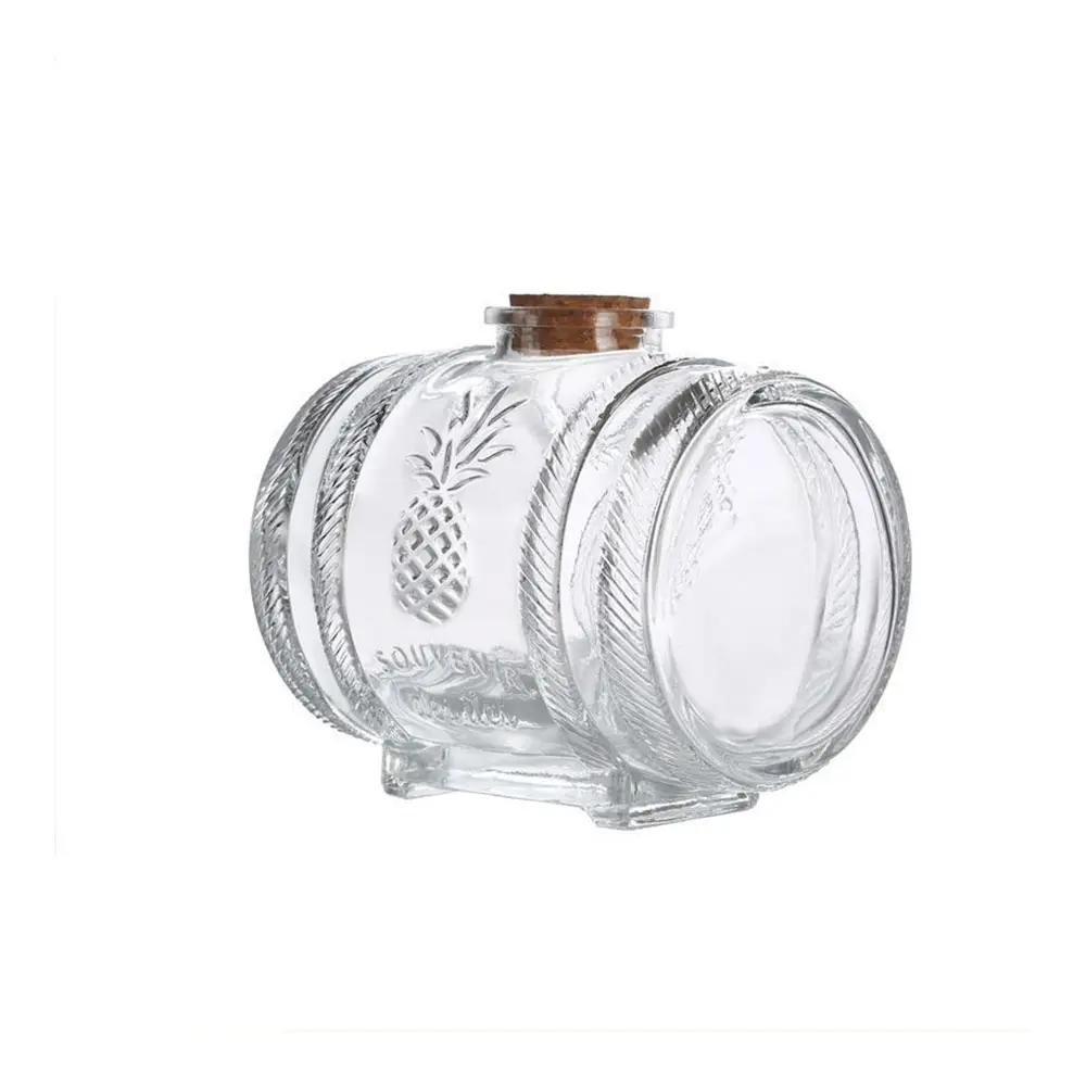 Top seller thickening glass wine barrel 1000ml enzyme sealed jar dispenser with bamboo base and cork