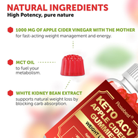 Rosebest Gummies véganes personnalisées ACV Keto pour la perte de poids, 1000mg de vinaigre de cidre de pomme avec vitamines B6 et B12