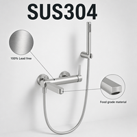 Ensemble de mitigeur de bain et de douche en acier inoxydable 304 résistant à la corrosion, sans plomb, durable, finition brossée, avec douchette à main