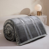 Couverture Polaire Sherpa Double Couche Bleu Marine à Carreaux OEM ODM, Plaid Doux en Flanelle Polaire pour Canapé et Lit, Anti-acariens, Moderne, Hiver, 100% Coton